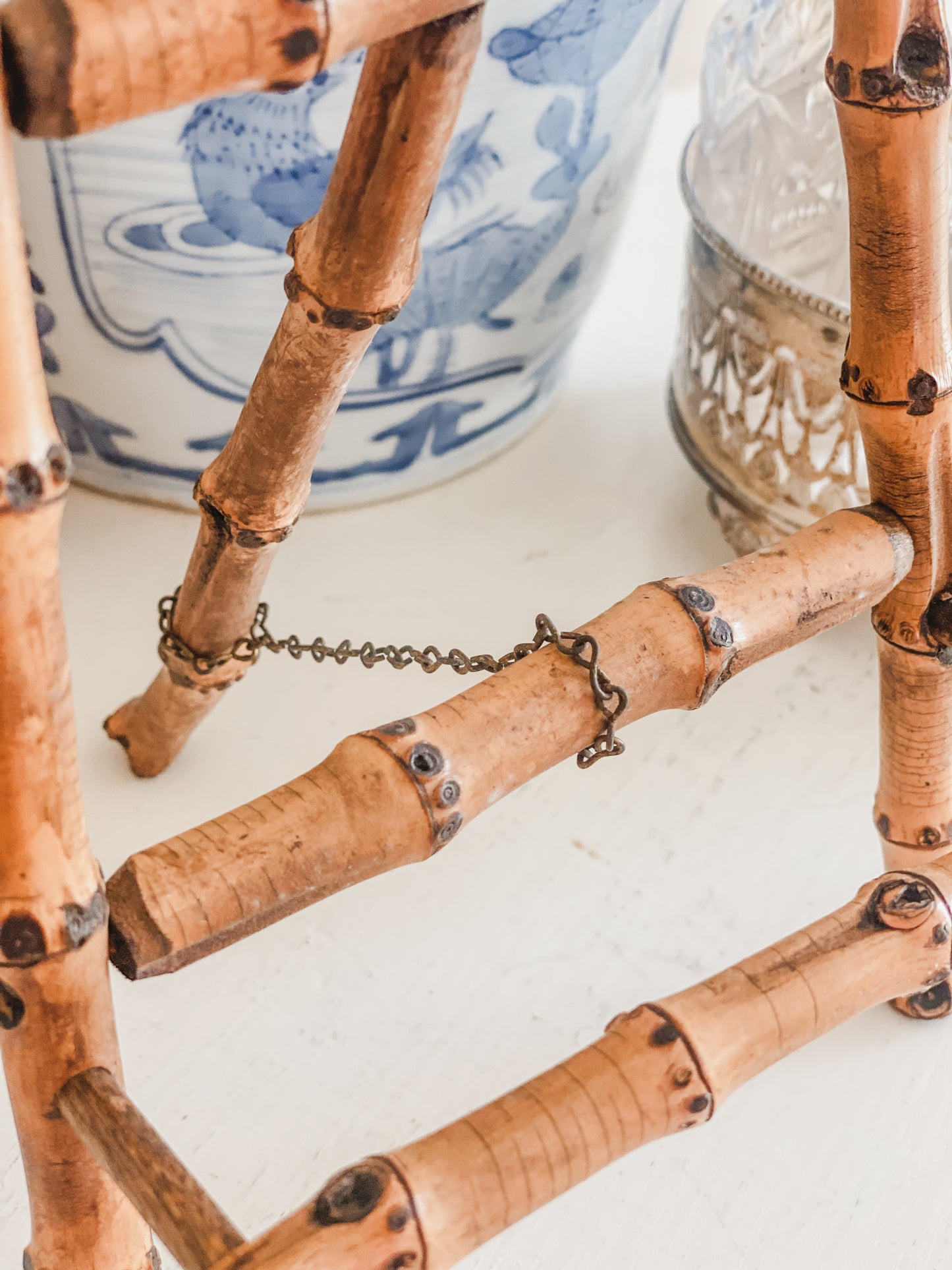 Fabulous Antique Bamboo Easel with Acorn Finials