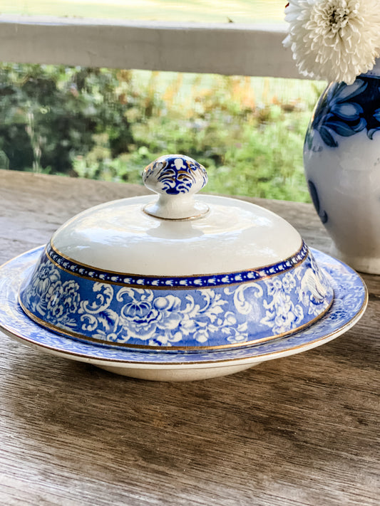 Blue and White Antique Butter Dish