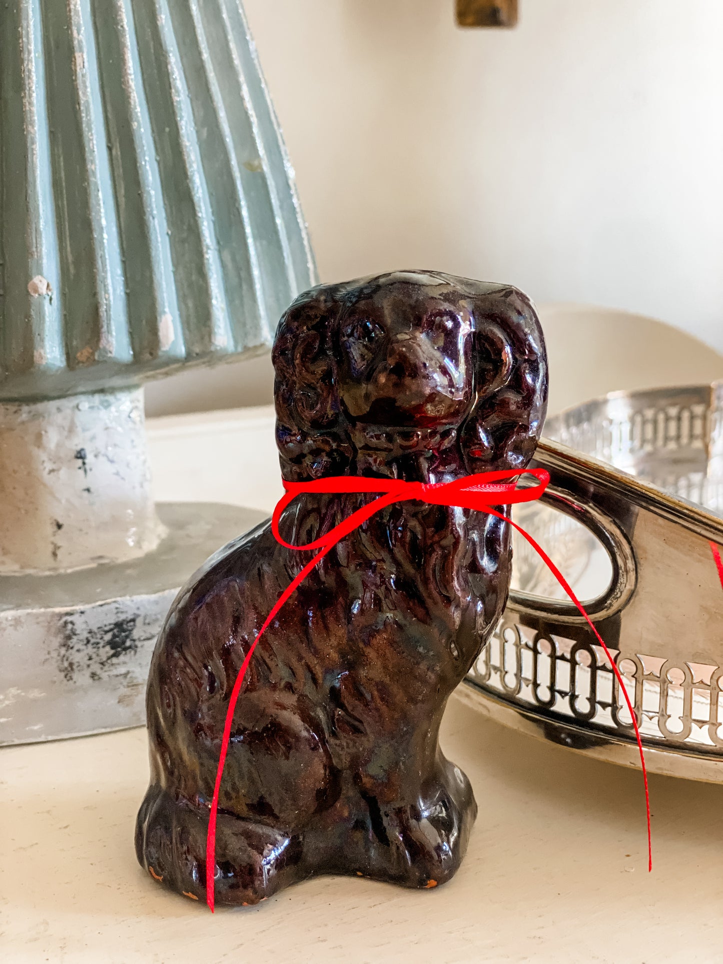 Earthenware Chocolate Glazed Staffordshire Dog - Signs of a John Bell