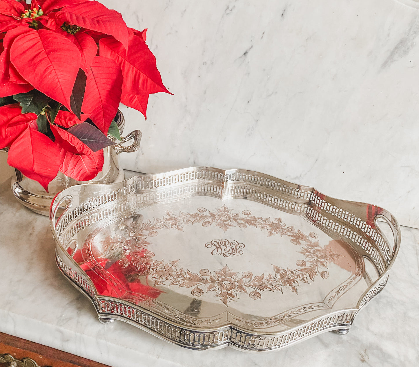 Beautifully Detailed Antique Gallery Tray