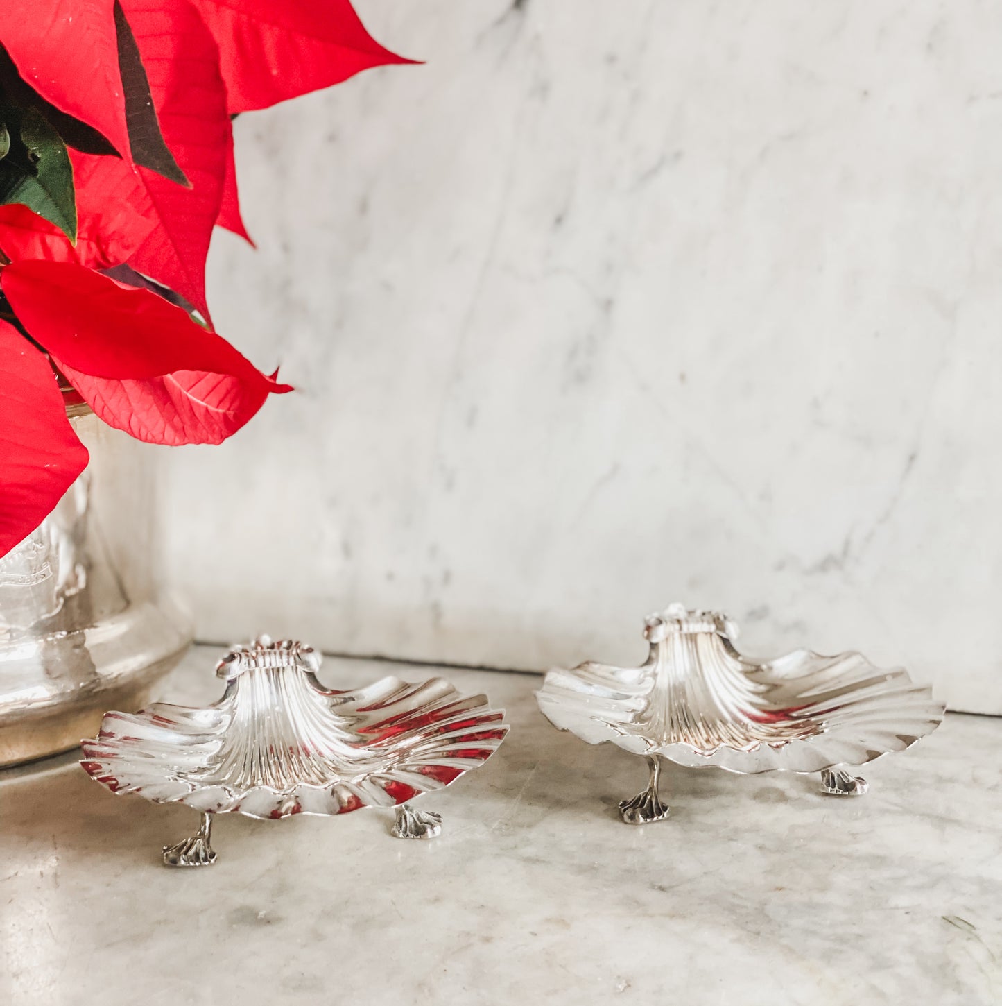 Stunning Antique Barker Ellis Footed Shell Dishes