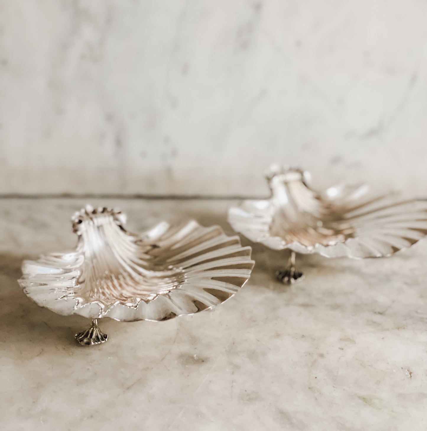 Stunning Antique Barker Ellis Footed Shell Dishes