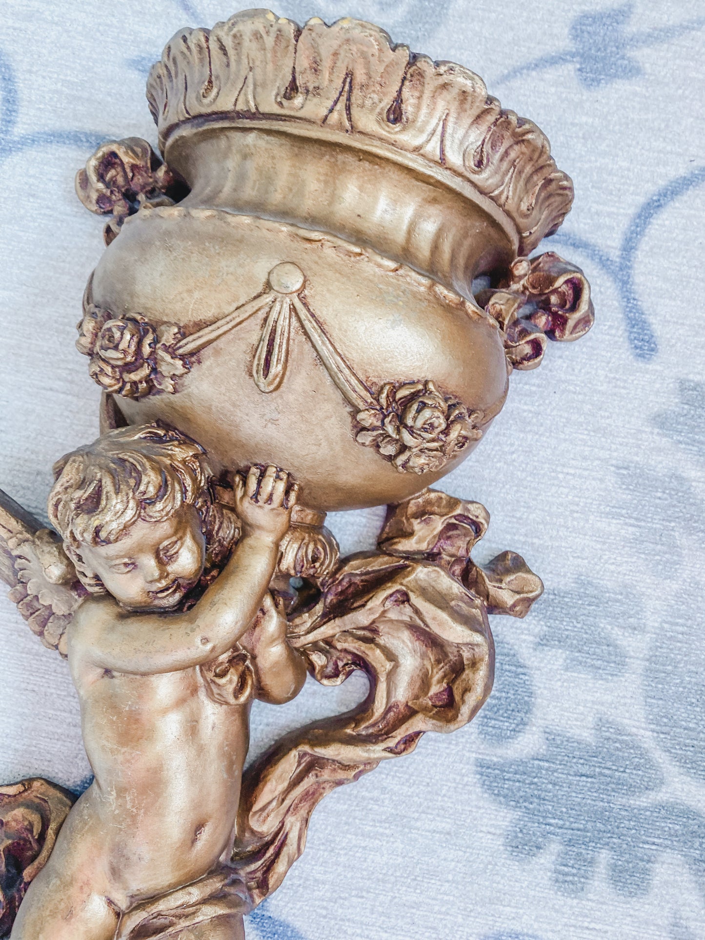 Putti Cherub Wall Pocket Carrying Urn