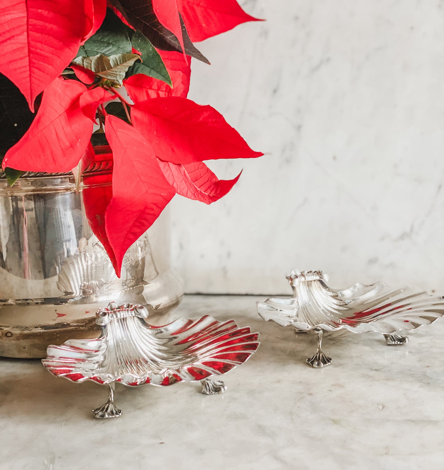 Stunning Antique Barker Ellis Footed Shell Dishes