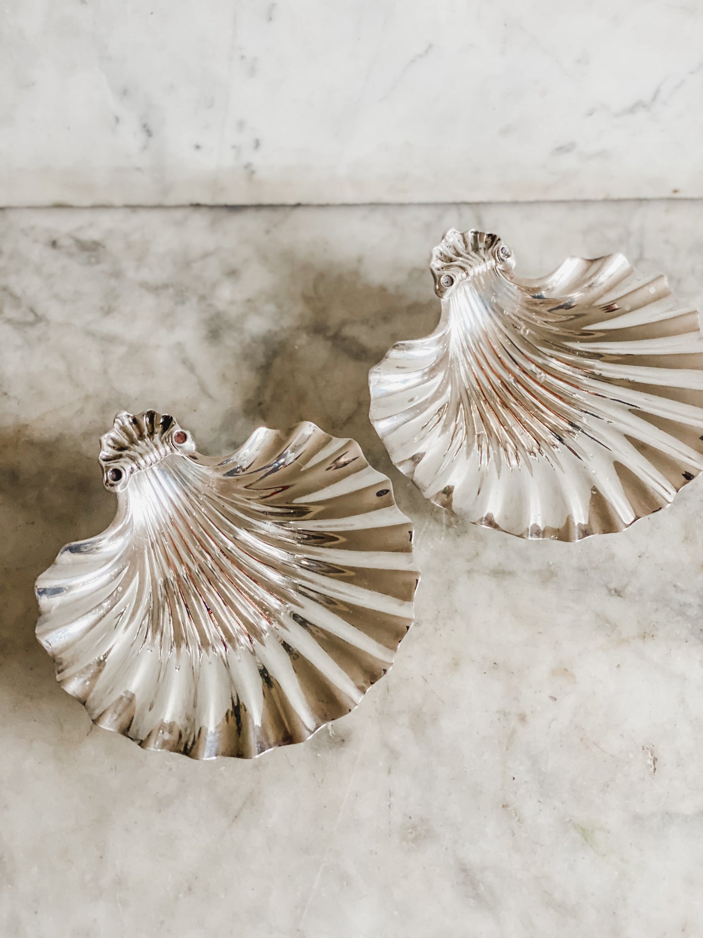 Stunning Antique Barker Ellis Footed Shell Dishes