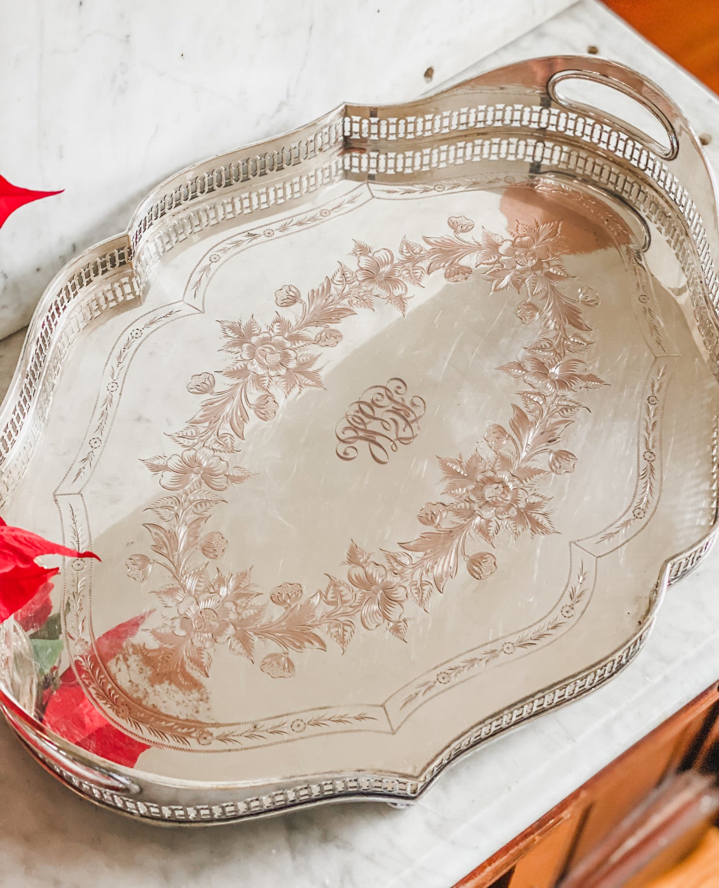 Beautifully Detailed Antique Gallery Tray