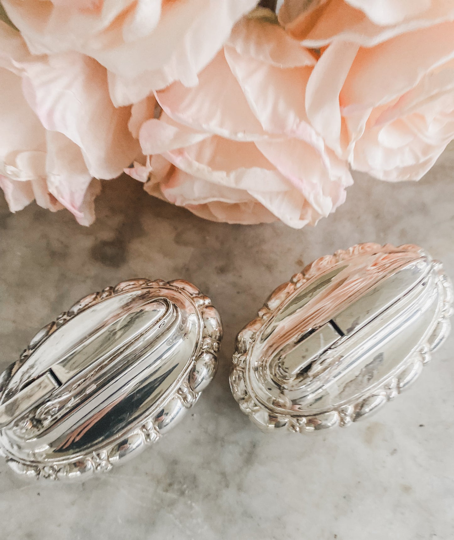 Pair of Ronson Crown Silver Plate Table Lighters, Art Deco Design, Mid-20th Century