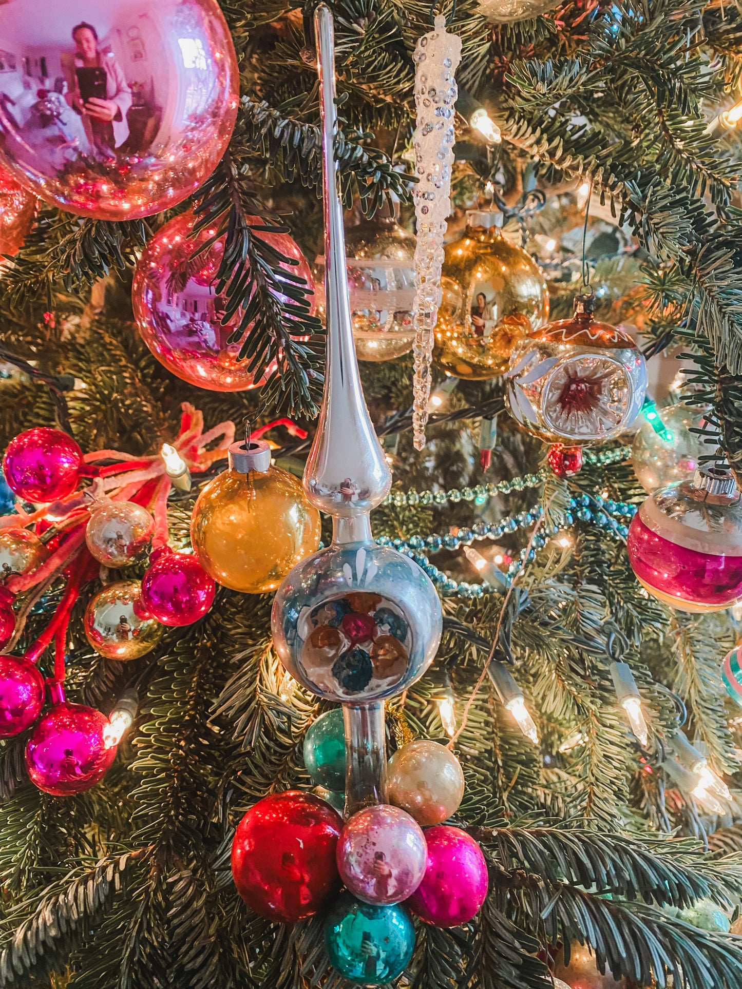 Outstanding Blue Blown Glass  Tree Topper