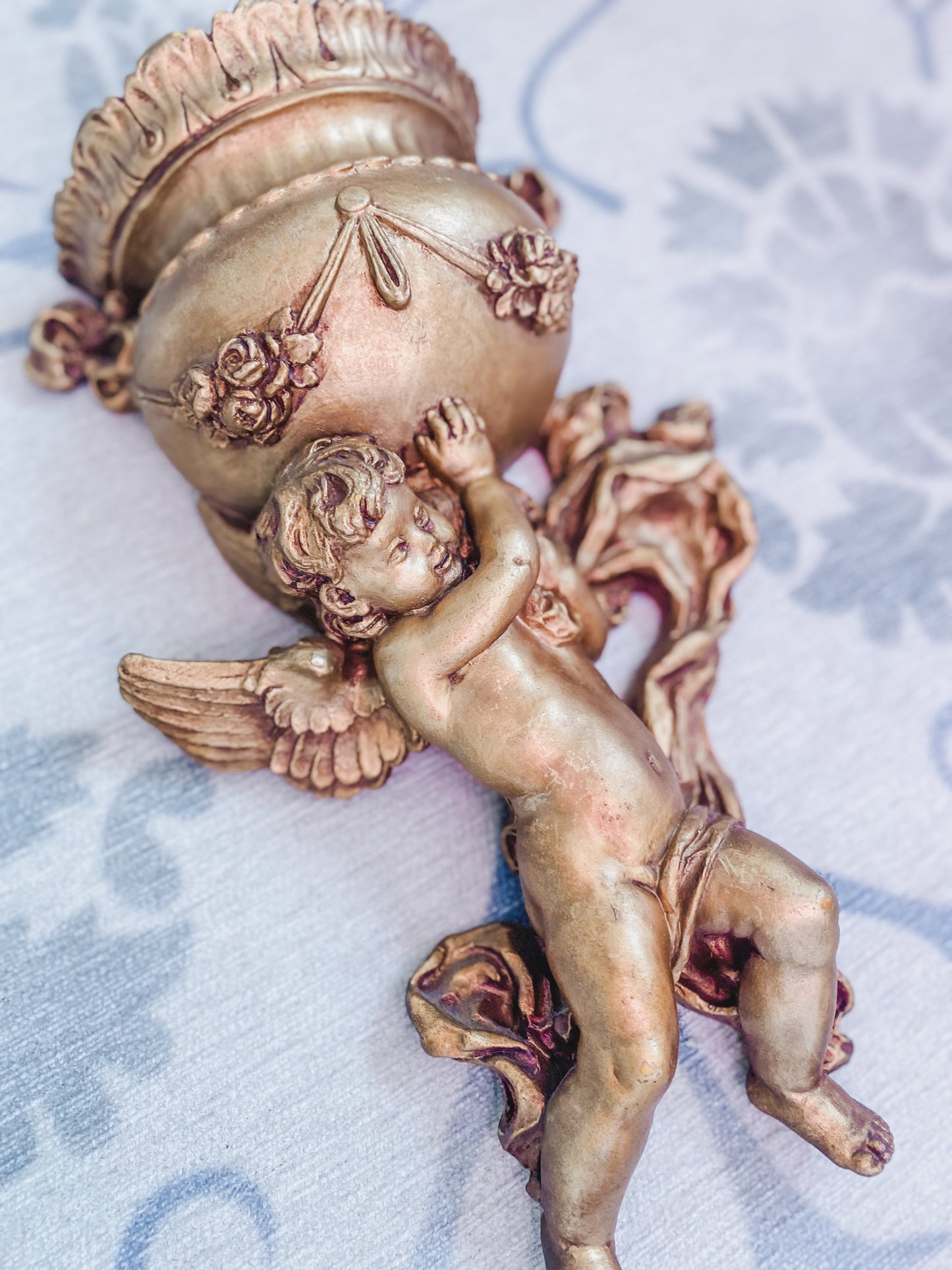 Putti Cherub Wall Pocket Carrying Urn