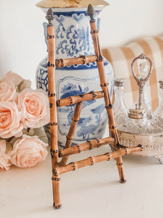 Fabulous Antique Bamboo Easel with Acorn Finials