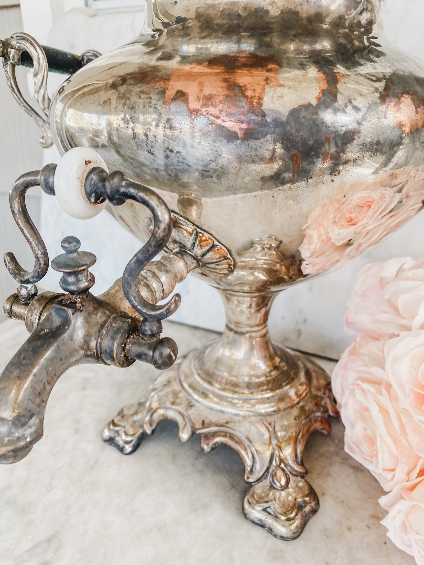 Grand 19th-Century Silverplate Water Dispenser with Ornate Details