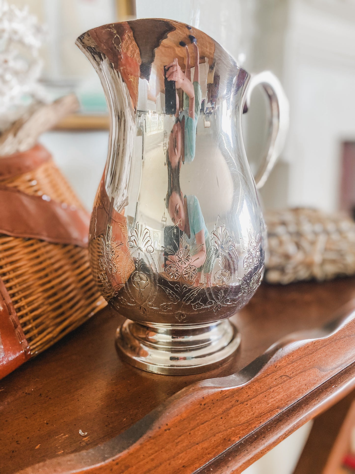 Floral Etched Pitcher