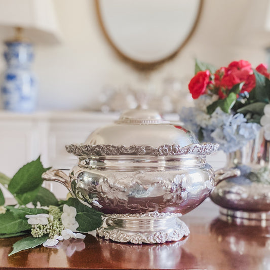 Ornate Antique Repousse Quadroupleplate Tureen By Poole