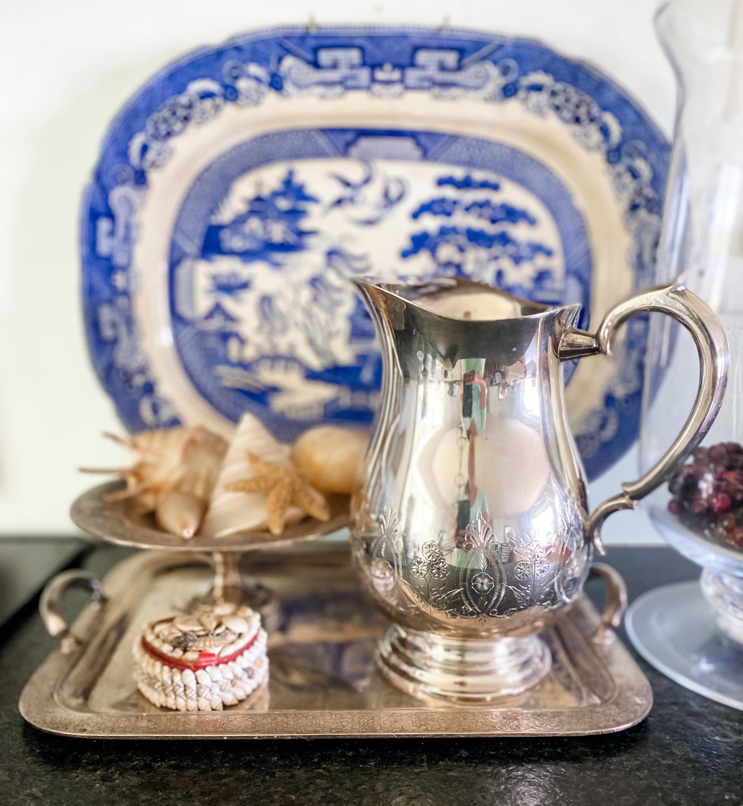 Floral Etched Pitcher