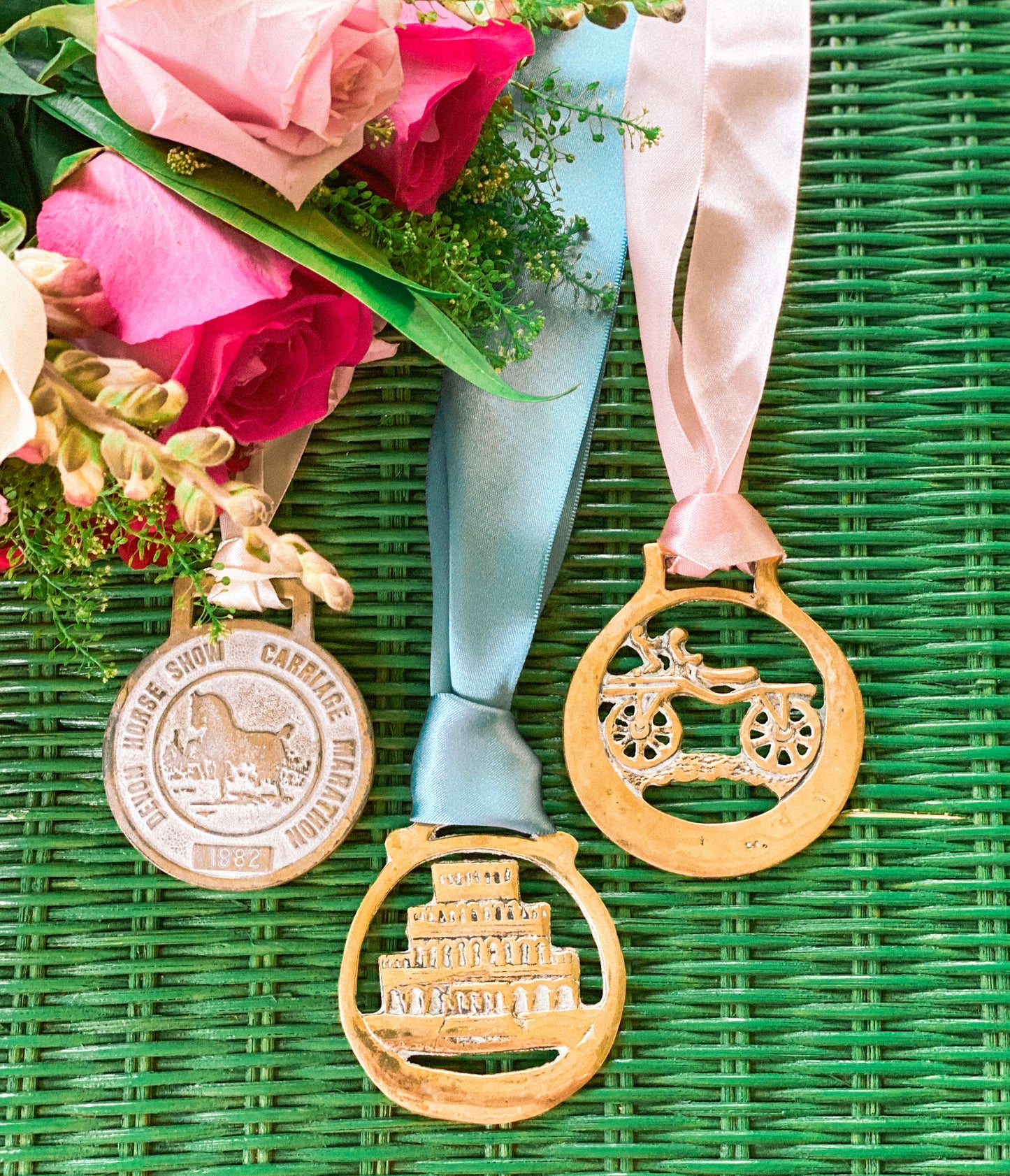 Set of 3 Horse Brass Featuring a Devon Horse Show Medal