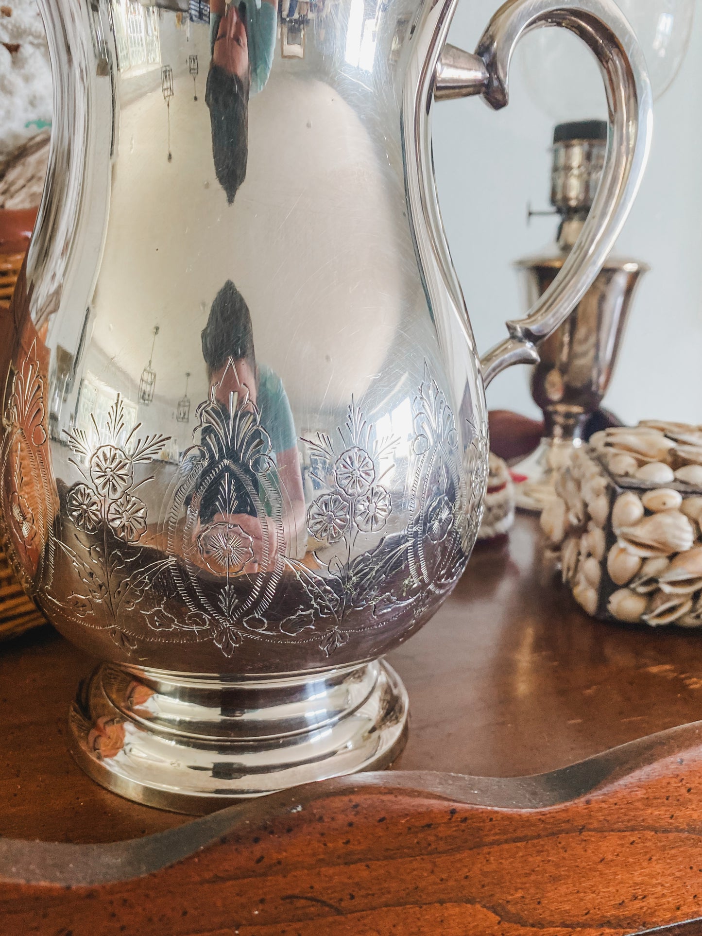 Floral Etched Pitcher