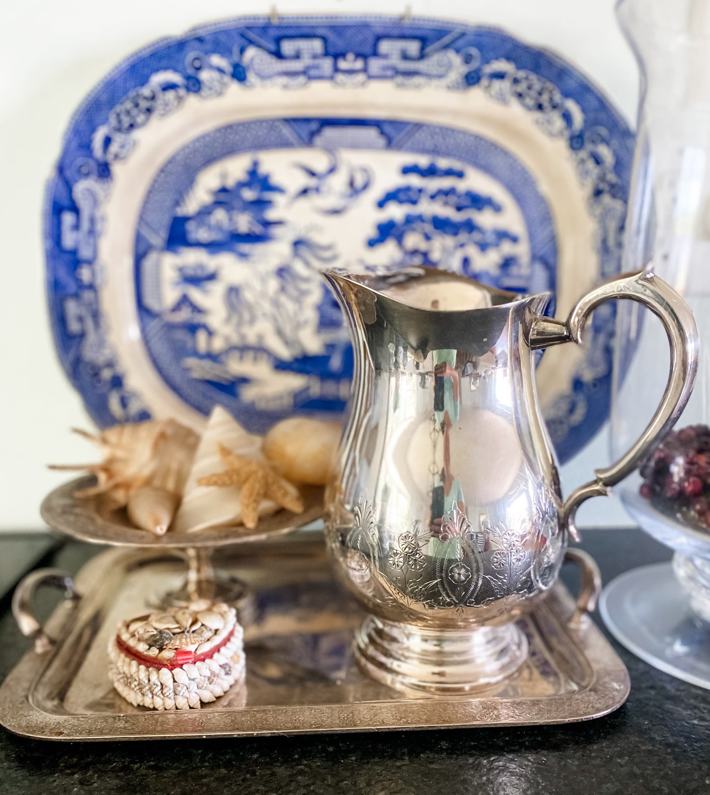 Floral Etched Pitcher