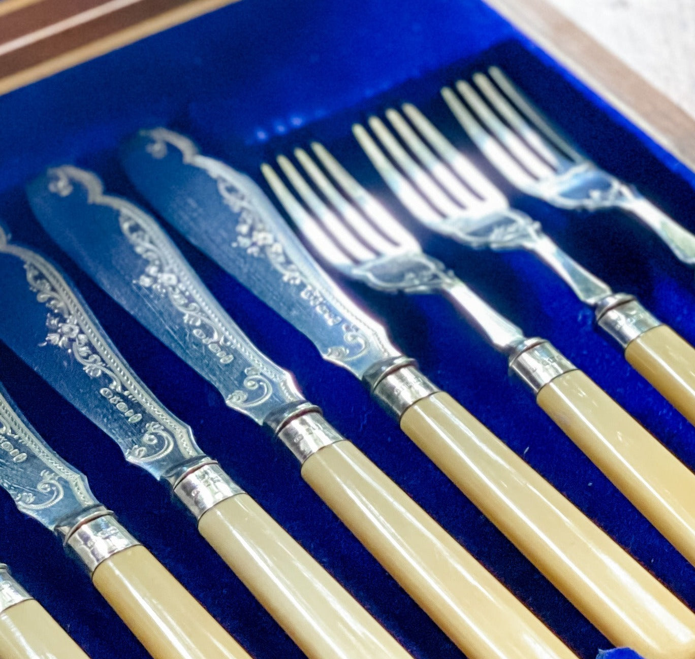 Engraved Antique English Flatware with Service for Six